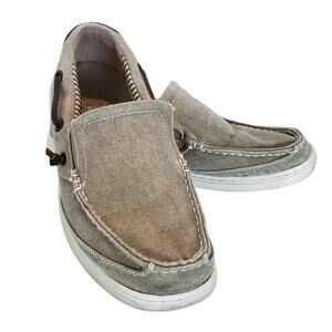 Margaritaville Dock Canvas Boat Shoes Khaki Men's 8 M